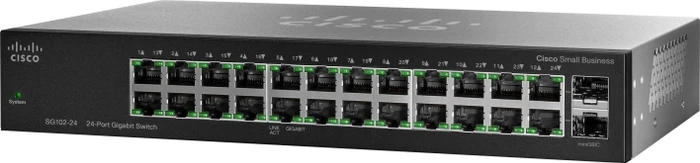 Cisco SG102 Desktop Gigabit Switch, 22x RJ-45, 2x RJ-45/SFP