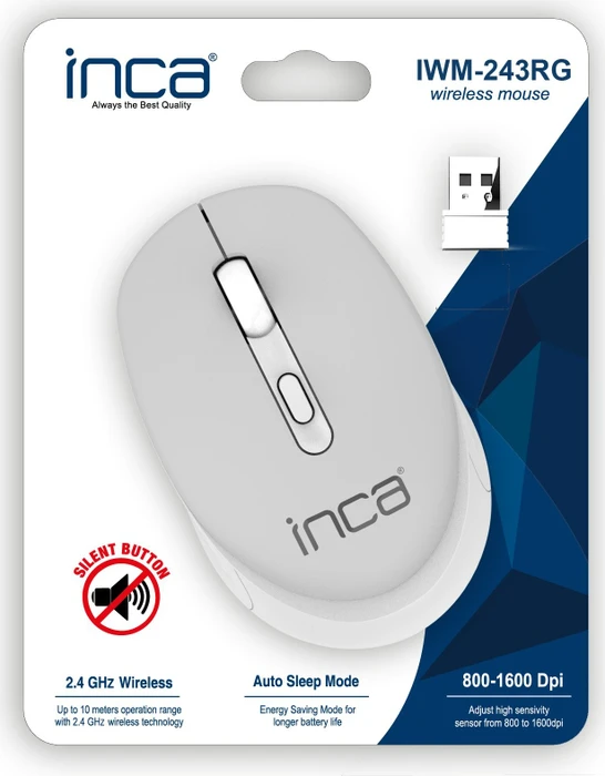 Inca IWM-243RG Wireless Mouse grau/weiß, USB