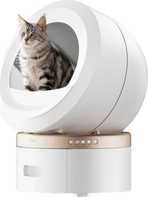 Mova MeowgicPod LR10 Prime Katzentoilette, selbstreinigend, gold/weiß, 12.5kg, 11l