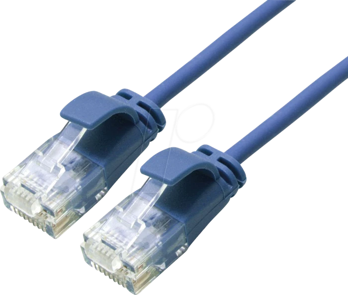 Roline / Secomp DataCenter Slim Patchkabel, Cat6a, U/UTP, RJ-45/RJ-45, 5m, blau