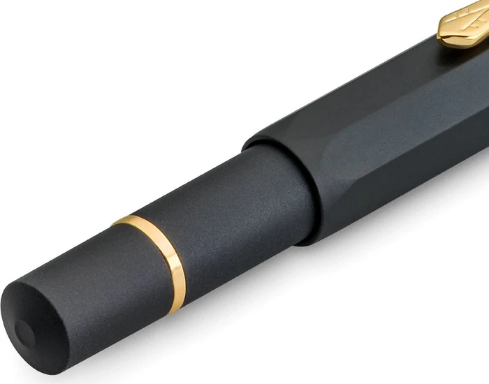 Kaweco Piston Sport AL Starter Set mit Tinte black/gold, rechte Hand, fein
