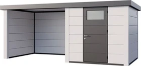 Telluria Classico 2424 Gerätehaus inkl. Anbau 2.84m links weiß/grau