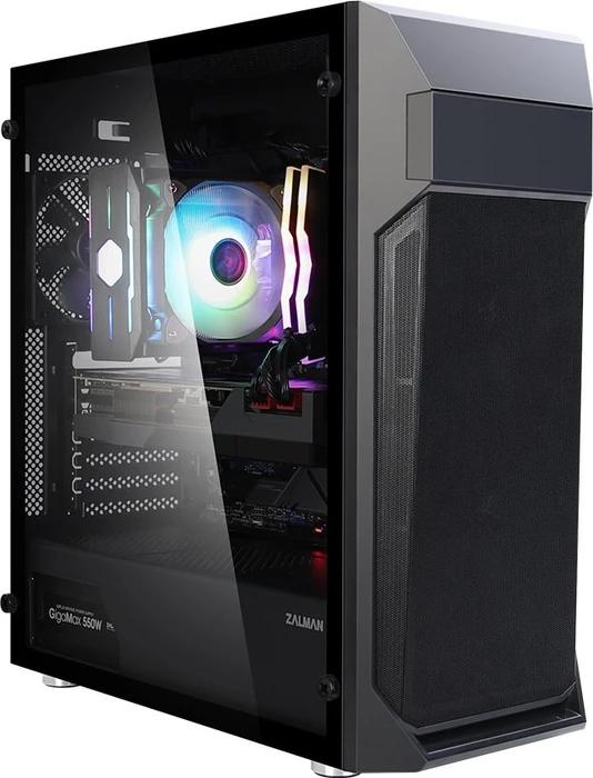 Zalman Z1 Plus, schwarz, Glasfenster
