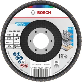 Bosch Professional X451 Fächerschleifscheibe T27 K60, 115x22.23mm, 1 Stück