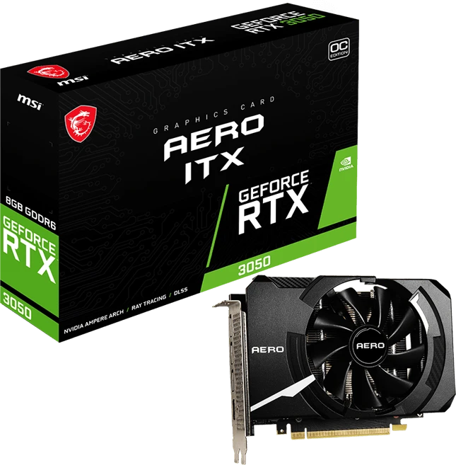 MSI GeForce RTX 3050 Aero ITX 8G OC, 8GB GDDR6, HDMI, 3x DP