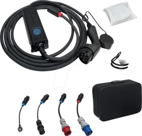 EM2GO Uni-Mobile EV-Ladekabel 16 kW inkl. 5 Adapter, 6m Ladekabel