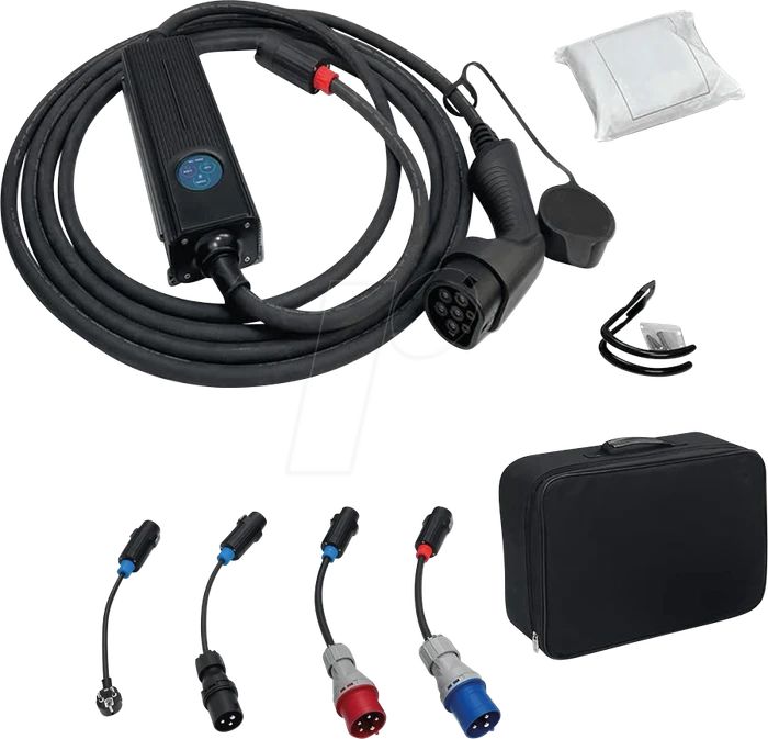 EM2GO Uni-Mobile EV-Ladekabel 16 kW inkl. 5 Adapter, 6m Ladekabel