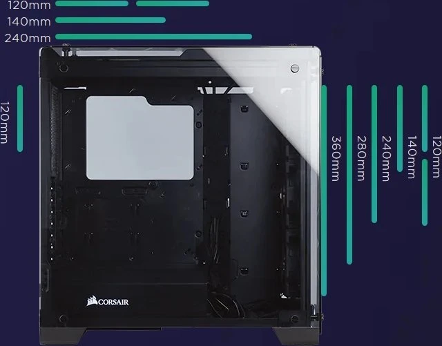 Corsair Crystal Series 570X RGB Mirror Black, schwarz, Glasfenster