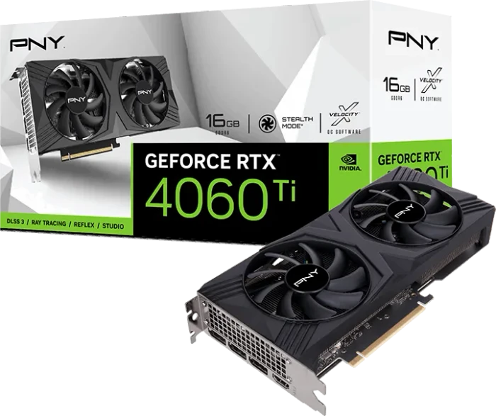 PNY GeForce RTX 4060 Ti Verto Overclocked Dual Fan, 16GB GDDR6, HDMI, 3x DP