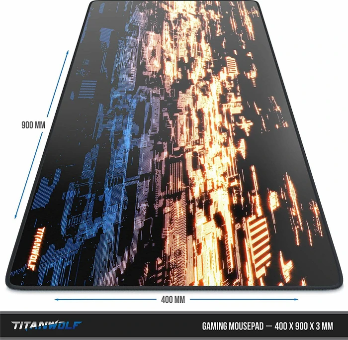 Titanwolf Particle XXL Speed Gaming-Mauspad, schwarz/blau/gelb