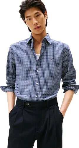 Tommy Hilfiger Flex Regular Fit Schottenkaro Hemd langarm preppy navy/check (Herren)