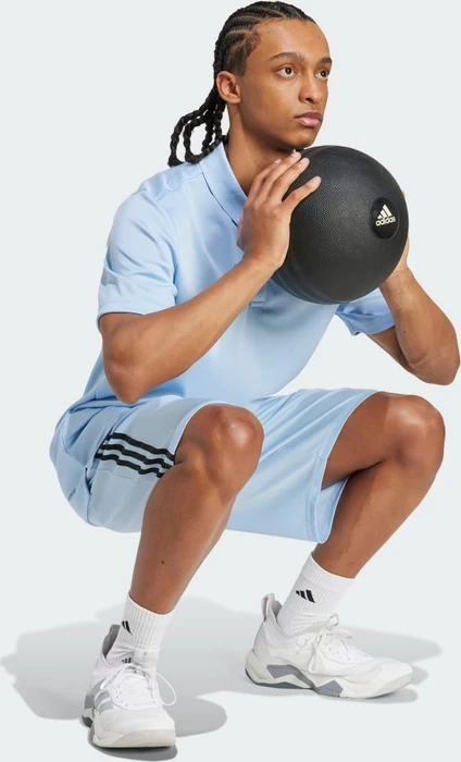 adidas Train Essentials Piqué 3-Streifen Trainingshose kurz glow blue/black (Herren)