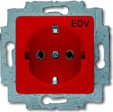 Busch-Jaeger Busch-Balance SI SCHUKO Steckdosen-Einsatz mit Aufdruck "EDV", rot