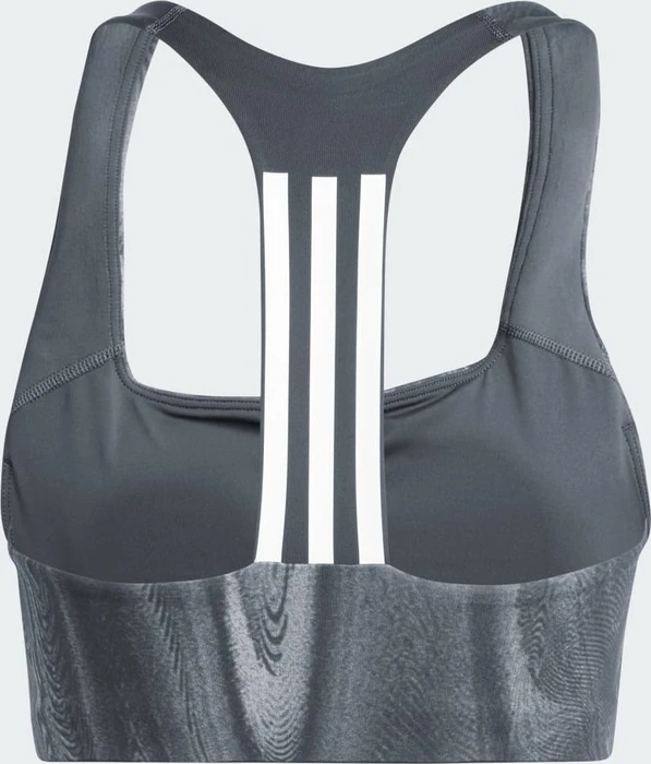 adidas Powerimpact Training Medium-Support 3-Streifen Sport-BH glory grey/carbon/black (Damen)