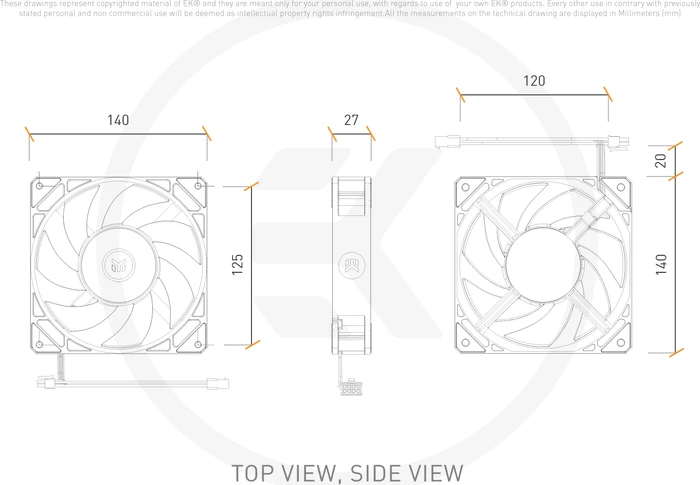 EK Water Blocks EK-Loop Fan FPT 140 D-RGB, White, 600-2000rpm, LED-Steuerung, 140mm