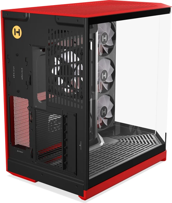 Hyte Y50 Black Cherry, rot/schwarz, Glasfenster