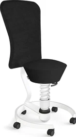 Aeris Swopper Work New Edition Bürohocker mit Rollen und Lehne, Feder Low, Gestell Alu weiß, Bezug Mikrofaser Comfort schwarz