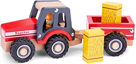 New Classic Toys Traktor mit Anhänger und Heuballen