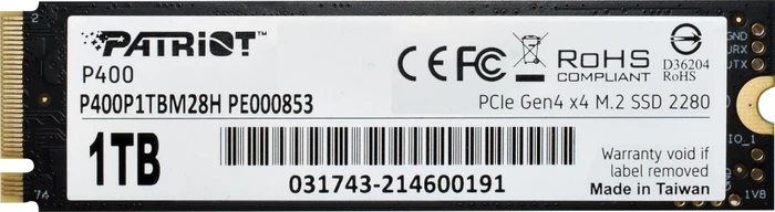 Patriot P400 1TB, M.2 2280 / M-Key / PCIe 4.0 x4, Kühlkörper