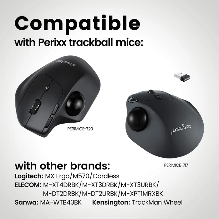 Perixx PERIPRO-303X2D 34mm für Perimice und Logitech M570, Ersatz-Trackball, 1x rosa, 1x schwarz, 2er-Set