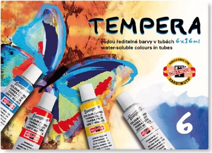 Koh-I-Noor Tempera Deckfarbe, 6 Farben, 16ml