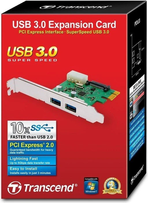 Transcend USB-A 3.0 Card, 2x USB-A 3.0, PCIe 2.0 x1