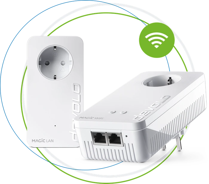 devolo Magic 2 WiFi 6 Starter Kit, Powerline/WLAN-Access Point und Powerline-Adapter Set, 2er-Bundle