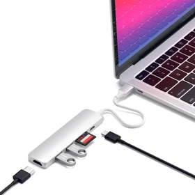 Satechi Aluminium Multi-Port Slim V2 silber, USB-C 3.0 (ST-SCMA2S)