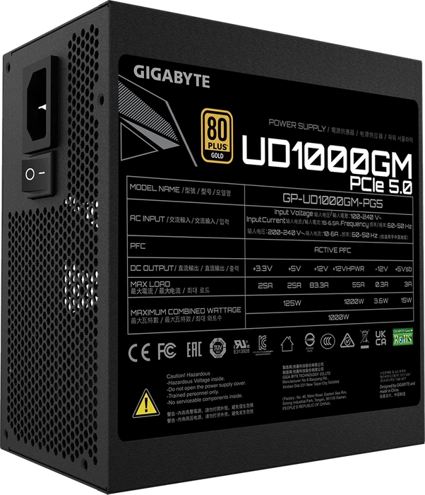 GIGABYTE UD1000GM PG5 1000W, ATX 2.31, Rev. 1.0