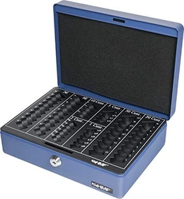 HMF 208 Geldkassette, blau, Schlüsselschloss