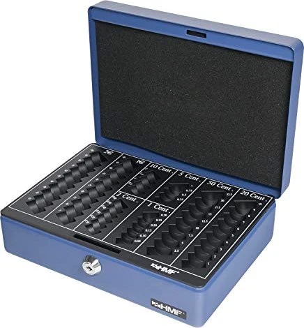 HMF 208 Geldkassette, blau, Schlüsselschloss