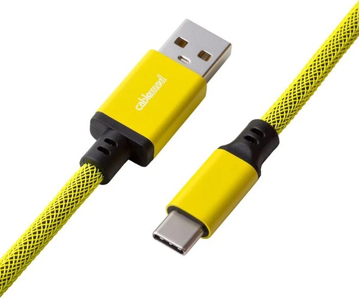CableMod Classic Coiled Keyboard Cable USB Micro-B auf USB-A, Tastaturkabel (Spiral-Textilkabel), 1.5m, Dominator Yellow