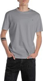 Replay Logo-Stickerei T-Shirt kurzarm lead grey (Herren)