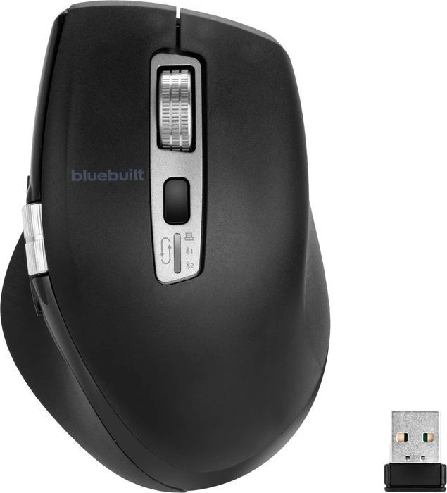 BlueBuilt Maximus Kabellose Ergonomische Bluetooth-Maus, schwarz, USB/Bluetooth