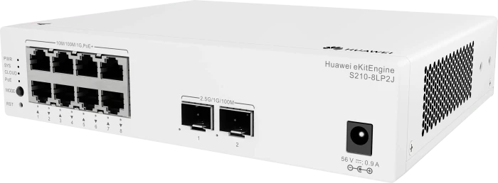 Huawei eKit SME Network eKitEngine S210 Series Desktop Gigabit Managed Switch, 8x RJ-45, 2x SFP, 32W PoE+