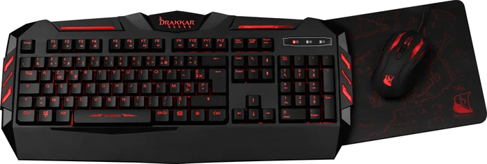 Konix Drakkar Raider Pack Gaming-Tastatur-Set, beleuchtete Tastatur, beleuchtete Maus und Mauspad, USB, DE