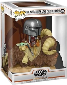 FunKo Pop! - Star Wars The Mandalorian - Mando on Bantha With Child In Bag