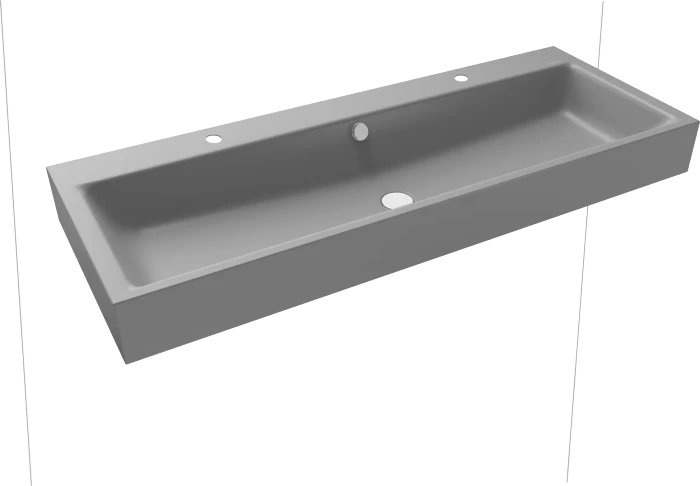 Kaldewei Puro Wand-Doppelwaschtisch 120x46cm mit Überlauf, 2x1 Hahnlochbohrung, Perl-Effekt, cool grey 30