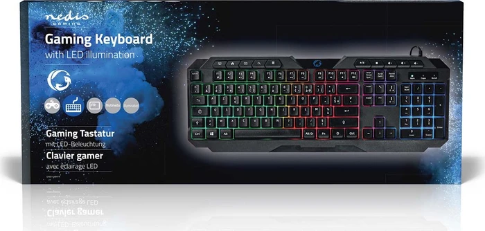 Nedis Gaming Tastatur, LEDs RGB, schwarz, USB, FR