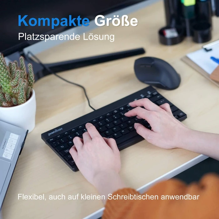 Perixx Periboard-326 Mini, LEDs weiß, schwarz, USB, DE