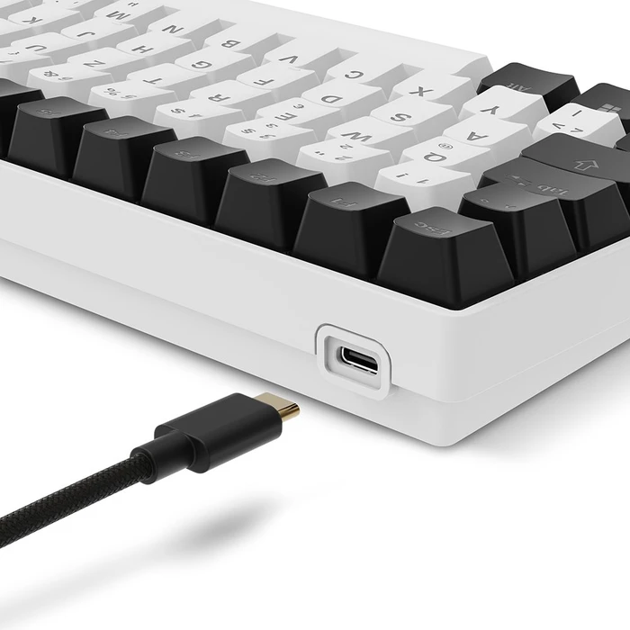 Sharkoon Skiller SGK50 S2 White, schwarz/weiß, LEDs RGB, hot-swap, Gateron BROWN, USB, DE