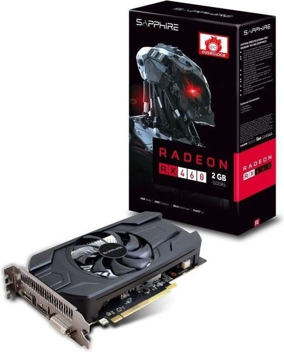 Sapphire Radeon RX 460 2G D5 OC Single Fan, 2GB GDDR5, DVI, HDMI, DP, lite retail