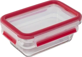 Emsa Clip&Close Glas rechteckig Aufbewahrungsbehälter rot, 3 Stück