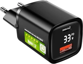 Eaxus Dual Port USB Ladegerät 33W 1x USB-A 1x USB-C schwarz