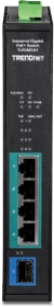 TRENDnet TI Hardened Industrial Railmount Gigabit Switch, 4x RJ-45, 1x SFP, 120W PoE+ (TI-PGM541)