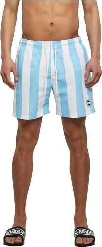 Urban Classics Pattern Badeshorts baltic blue/bar stripe (Herren)