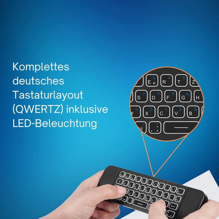 Orbsmart AM-1 Pro Airmouse Fernbedienung mit Mini-Tastatur, DE, USB-A