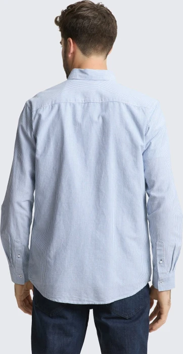 Tom Tailor Regular Fit Logo-Stickerei Hemd langarm blue petrol stripe (Herren)