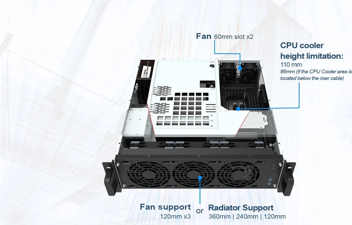 SilverStone RM32, Rackmount Server, schwarz/grau, 3HE, SFX-L