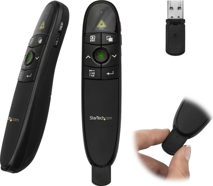StarTech Wireless Presentation Remote with Green LaserPointer, schwarz, USB-A